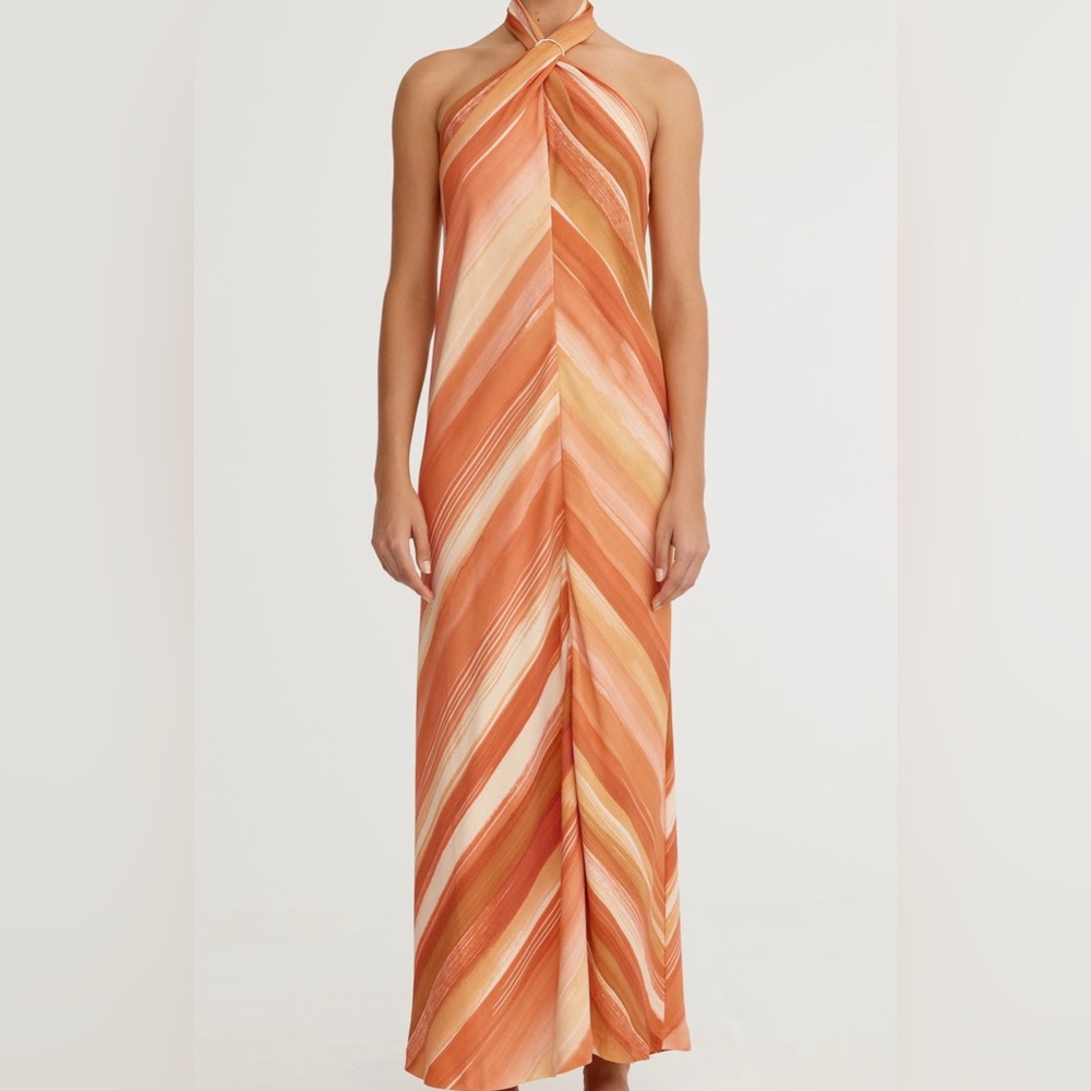 Patrice Chevron Halter Maxi Dress